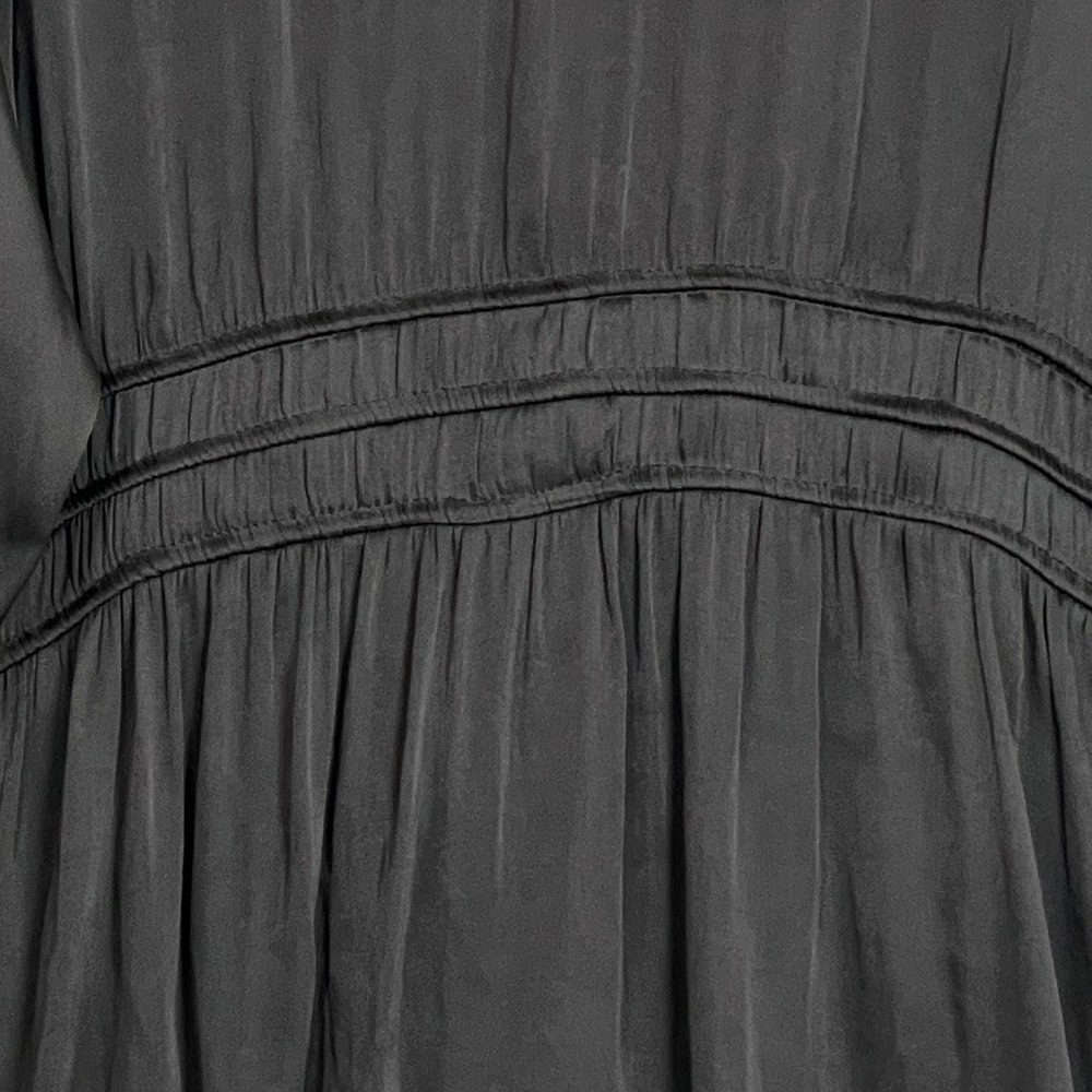 Torrid Size 4 Black Satin-Look Long Sleeve V-Neck Blouse Dressy Romantic - Picture 6 of 13